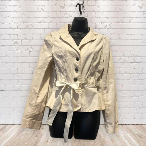 Loft cream beige corduroy peplum jacket size 4‎ - Picture 4 of 12